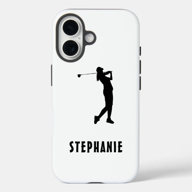 Funda iPhone 16 Nombre Femenina Jugadora De Golf Golfing Golfer Bl (Reverso )