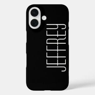 Funda iPhone 16 Nombre Jumbo Moderno, Blanco y Negro, Personalizad