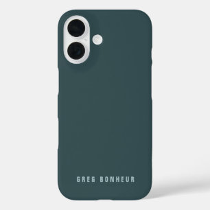 Funda iPhone 16 Nombre moderno y elegante   Gris azul