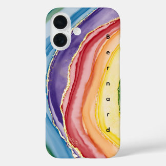 Funda iPhone 16 Nombre para añadir arcoiris