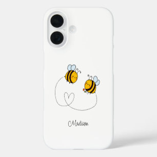Funda iPhone 16 Nombre personalizado Abejas amorosas felices