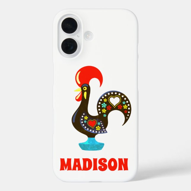 Funda iPhone 16 Nombre personalizado Barcelos Rooster portugués ne (Reverso )