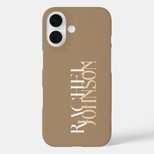 Funda iPhone 16 Nombre personalizado beige