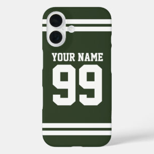 Funda iPhone 16 Nombre personalizado camiseta deportiva número sar