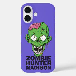 Funda iPhone 16 Nombre personalizado Casos de teléfono Zombie Hunt
