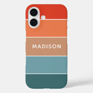 Funda iPhone 16 Nombre Personalizado Colorblock Tierra Colorido Mo