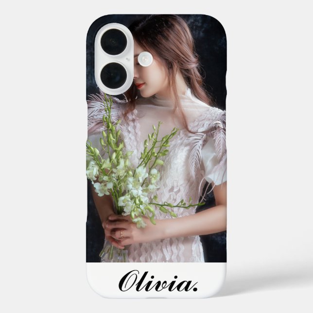 Funda iPhone 16 Nombre personalizado con foto (Reverso )