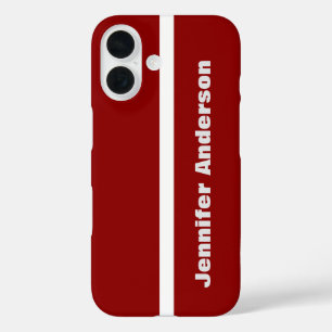 Funda iPhone 16 Nombre personalizado de color rojo oscuro