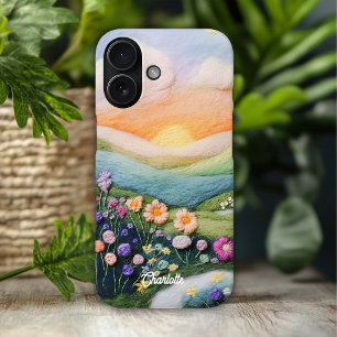 Funda iPhone 16 Nombre Personalizado de Floral Moderno de Moda Pue