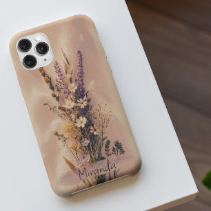 Funda iPhone 16 Nombre personalizado de flores silvestres estética