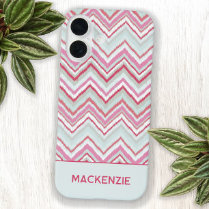Funda iPhone 16 Nombre personalizado de la banda de chevron Ikat m
