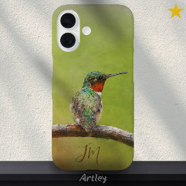 Funda iPhone 16 Nombre personalizado de la pintura de colibrí con 