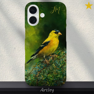 Funda iPhone 16 Nombre personalizado de la pintura de Goldfinch de