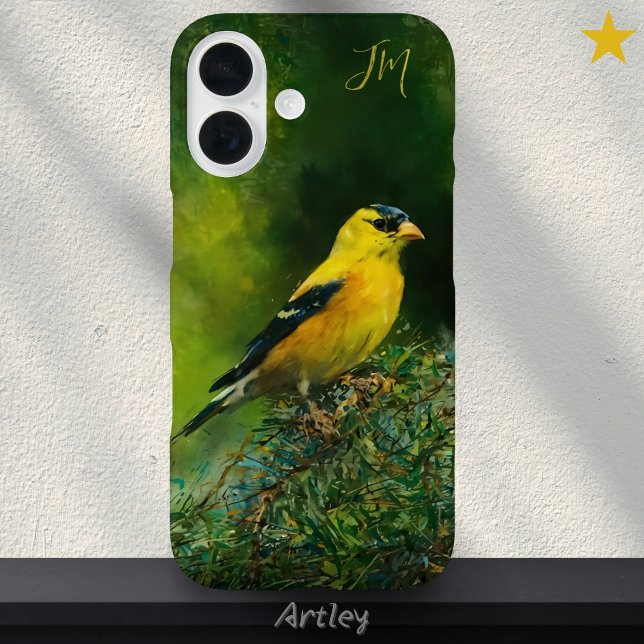 Funda iPhone 16 Nombre personalizado de la pintura de Goldfinch de (Subido por el creador)