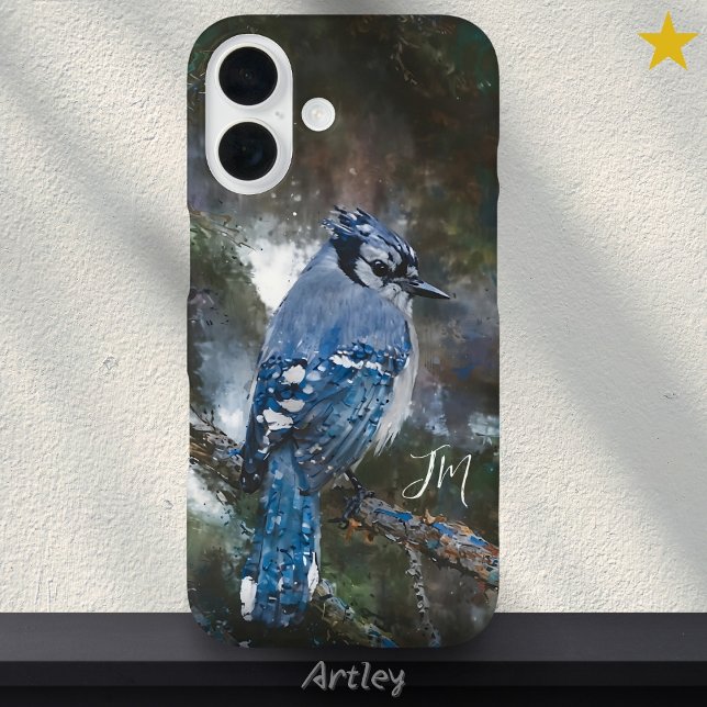 Funda iPhone 16 Nombre personalizado de la pintura de pájaros de J (Subido por el creador)