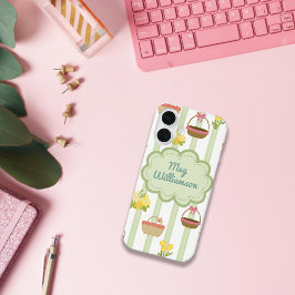 Funda iPhone 16 Nombre personalizado de las cestas florales de Coq