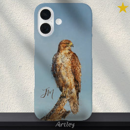 Funda iPhone 16 Nombre personalizado de pintura de aves de Hawk co