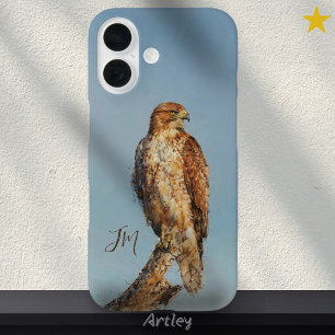 Funda iPhone 16 Nombre personalizado de pintura de aves de Hawk co
