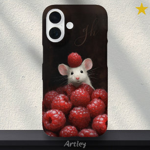 Funda iPhone 16 Nombre personalizado de pintura de frambuesa con p