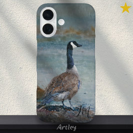 Funda iPhone 16 Nombre personalizado de pintura de pájaros de gans