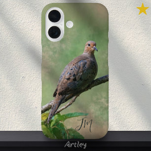 Funda iPhone 16 Nombre personalizado de pintura de pájaros de luto