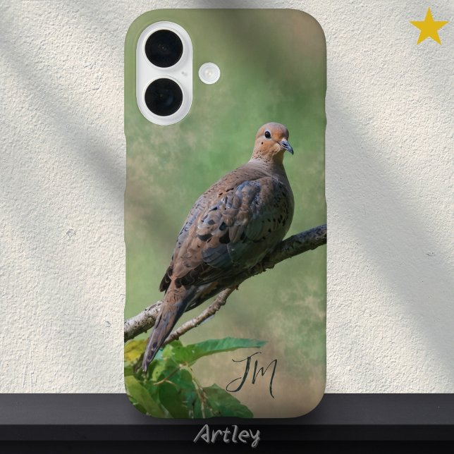 Funda iPhone 16 Nombre personalizado de pintura de pájaros de luto (Subido por el creador)