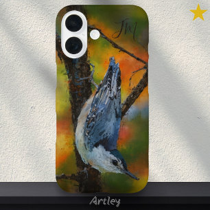 Funda iPhone 16 Nombre personalizado de pintura de pájaros de paja