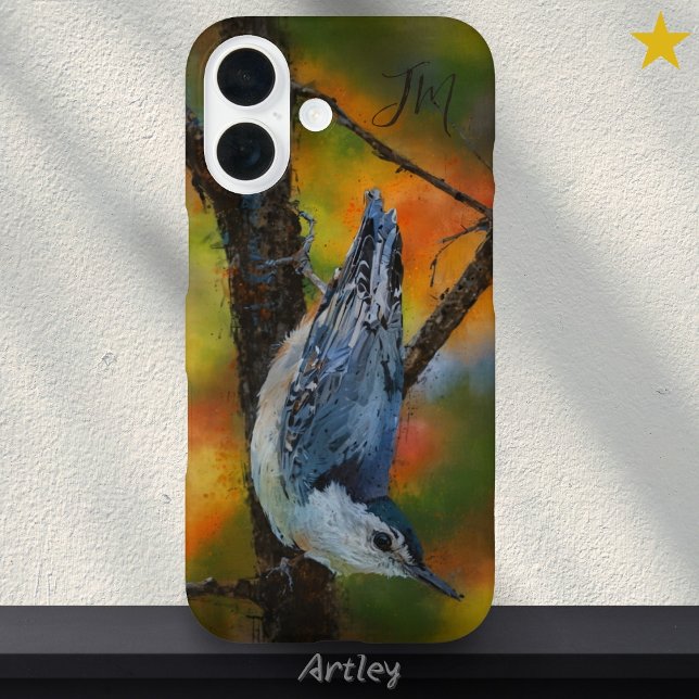 Funda iPhone 16 Nombre personalizado de pintura de pájaros de paja (Subido por el creador)