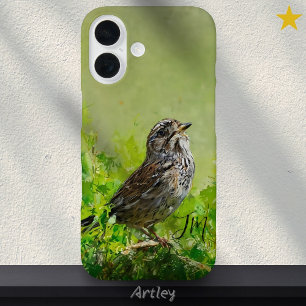 Funda iPhone 16 Nombre personalizado de pintura de pájaros de resp