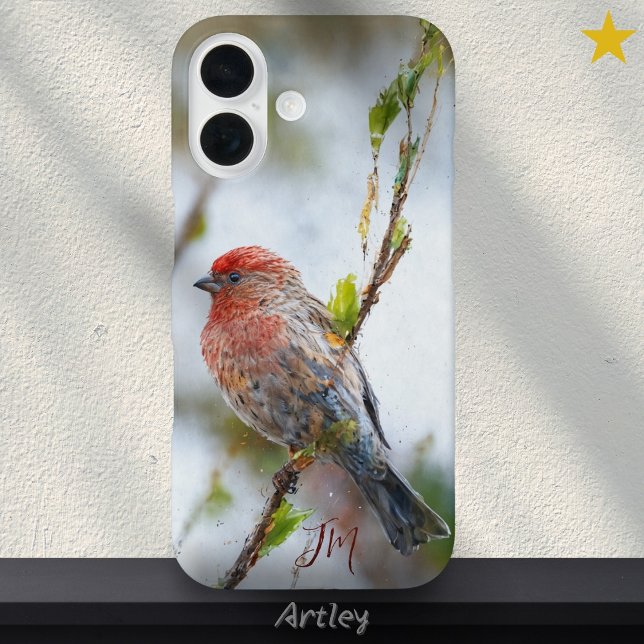 Funda iPhone 16 Nombre personalizado de pintura de pájaros finch d (Subido por el creador)