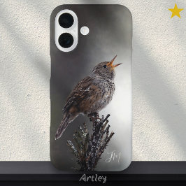 Funda iPhone 16 Nombre personalizado de pintura de pájaros Wren de