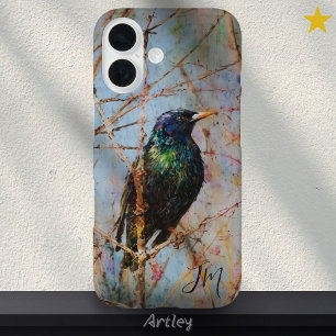 Funda iPhone 16 Nombre personalizado de pinturas de pájaros con es