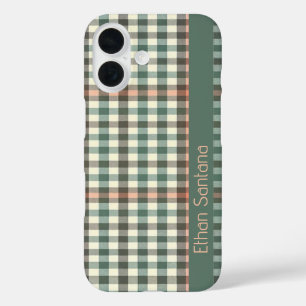 Funda iPhone 16 Nombre personalizado de rebanado verde y crema
