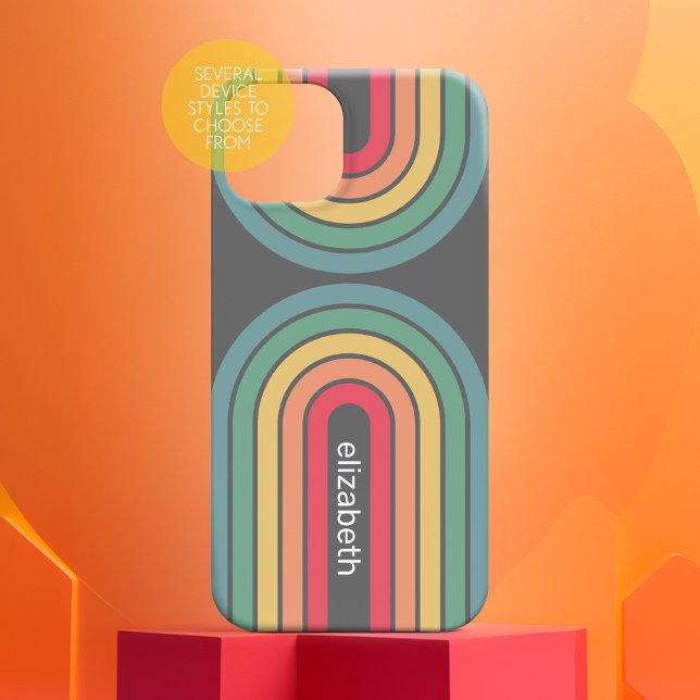 Funda iPhone 16 Nombre personalizado del arco de línea retro Paste (Custom Phone case with retro lines and name)