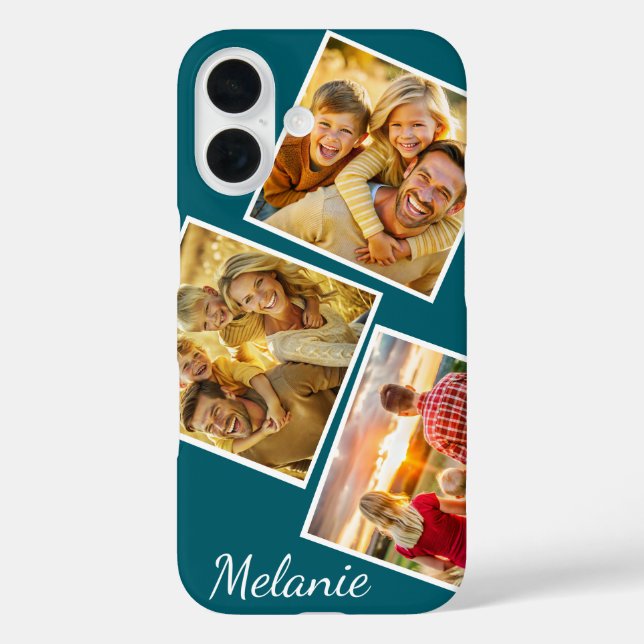 Funda iPhone 16 Nombre personalizado del Collage de fotos de Insta (Reverso )