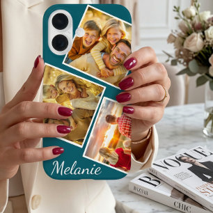 Funda iPhone 16 Nombre personalizado del Collage de fotos de Insta