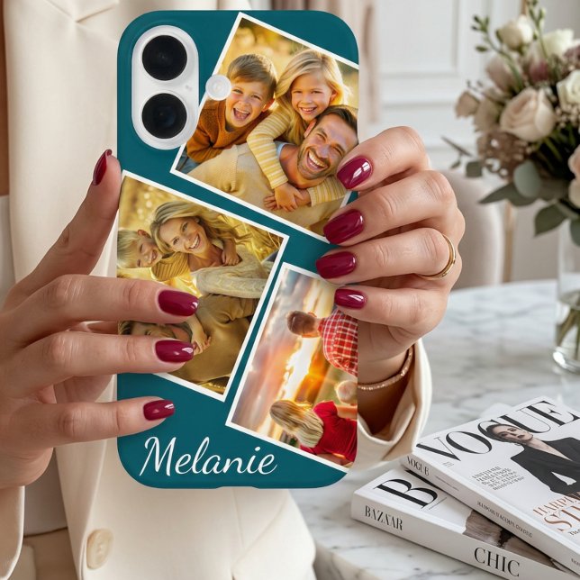 Funda iPhone 16 Nombre personalizado del Collage de fotos de Insta (Subido por el creador)