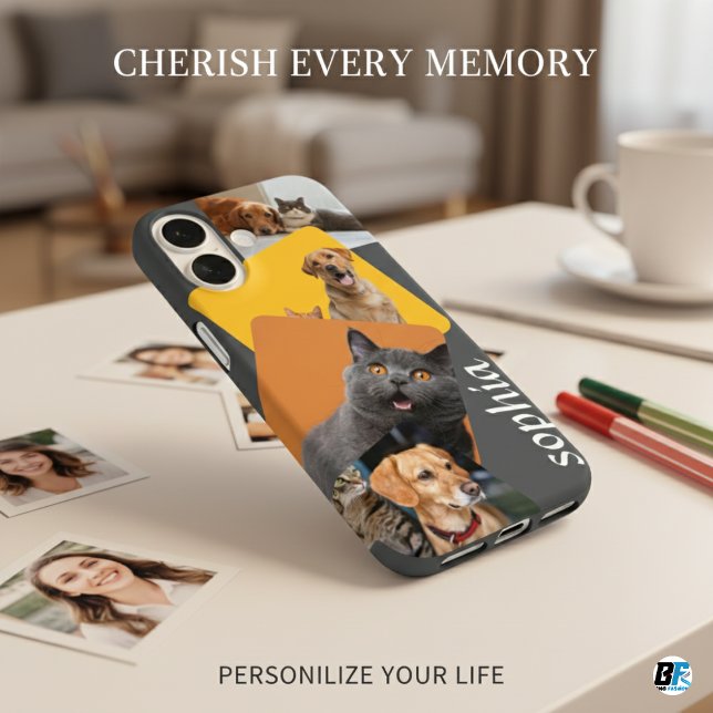 Funda iPhone 16 Nombre personalizado del Collage de fotos de Insta (Subido por el creador)