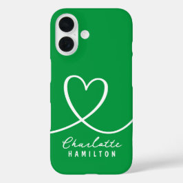 Funda iPhone 16 Nombre personalizado del corazón de amor moderno