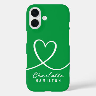 Funda iPhone 16 Nombre personalizado del corazón de amor moderno