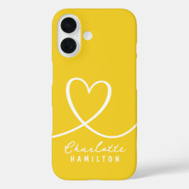 Funda iPhone 16 Nombre personalizado del corazón de amor moderno