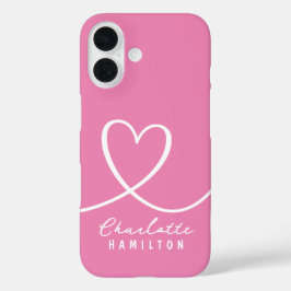 Funda iPhone 16 Nombre personalizado del corazón de amor moderno