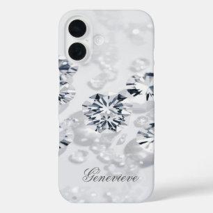 Funda iPhone 16 Nombre personalizado Diamante disperso