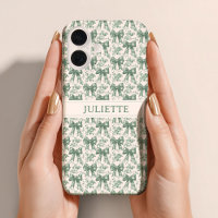 Nombre personalizado Elegante Vintage Floral Green