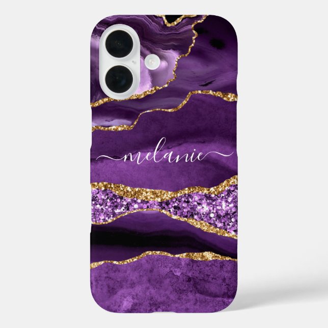Funda iPhone 16 Nombre personalizado Estuche para iPhone Purple Go (Reverso )