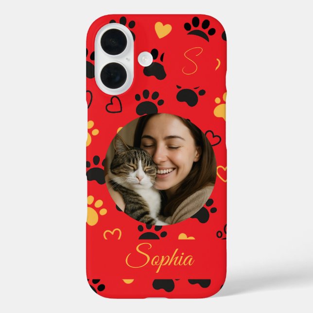 Funda iPhone 16 Nombre personalizado, inicial y foto (Reverso )