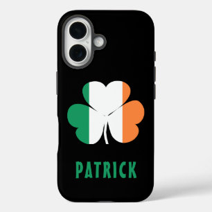 Funda iPhone 16 Nombre Personalizado Irlanda Celta Trébol Bandera 