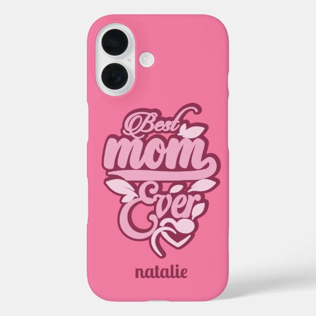 Funda iPhone 16 Nombre personalizado "Mejor Mamá De La Historia" (Reverso )