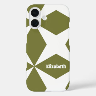 Funda iPhone 16 Nombre personalizado Monograma Patrón Retro Clásic