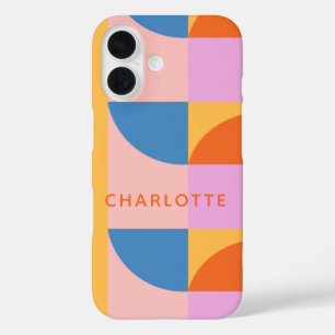 Funda iPhone 16 Nombre personalizado negrita geométrica moderna az